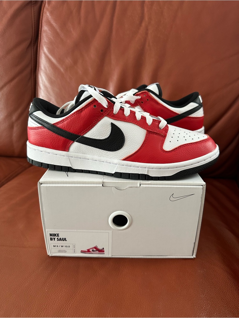 Nike dunk low by you custom pair size 9 mens red black white new